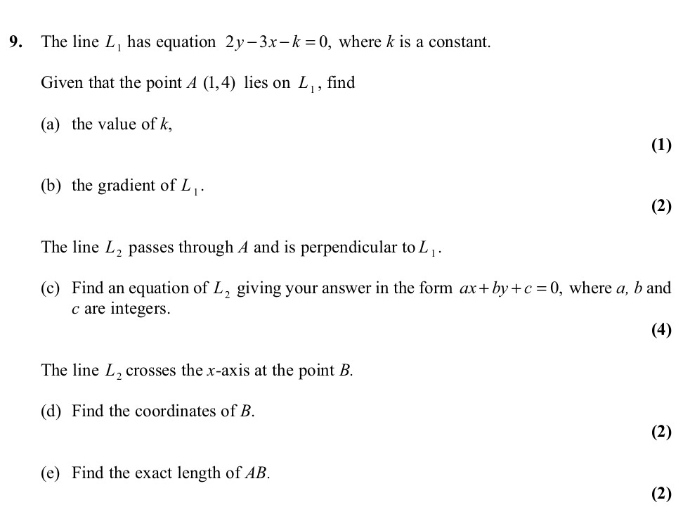 The-line-L₁-has-equation-2y−3x−k=0,-where-k-is-a-constant-Edexcel-A-Level Maths Pure-Question 11-2011-Paper 2.png